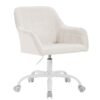 WOLTU Schreibtischstuhl drehbar, Schminktisch Stuhl, Drehstuhl mit Rollen, Bürostuhl ergonomisch, Sessel höhenverstellbar, für Home Office, Schlafzimmer, Büro, Samt, Creme+weiß, BS165cm